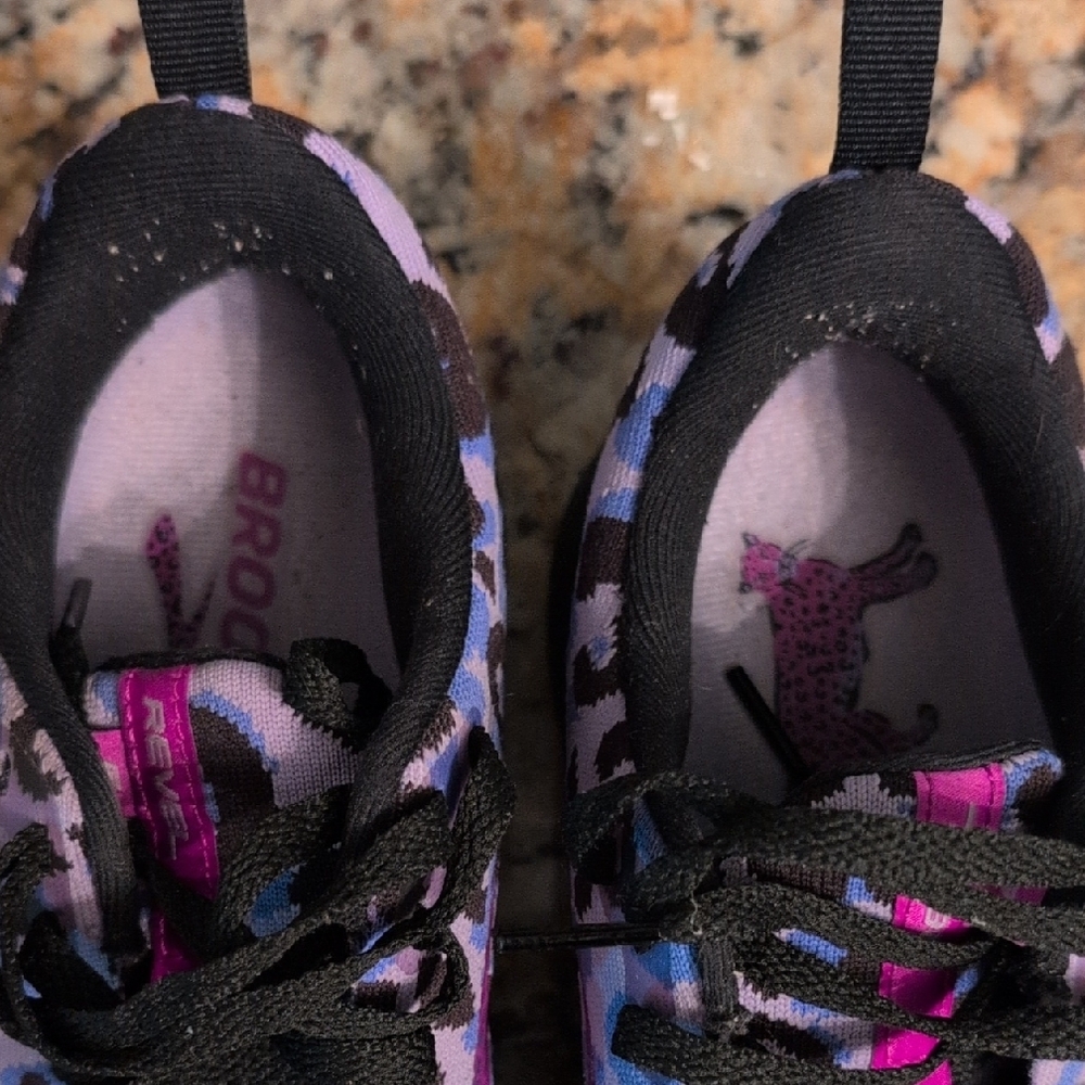 Brooks Purple and Pink Leopard Sneakers - Picture 2 of 5